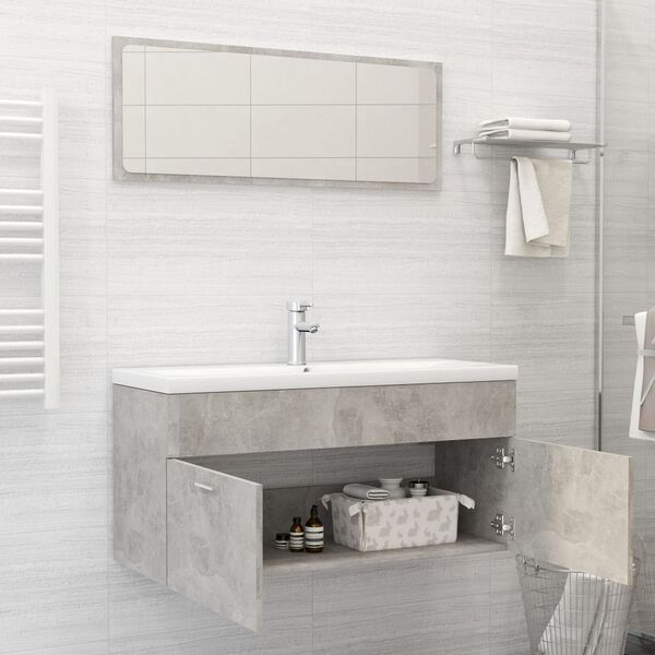 vidaXL Bathroom Furniture Set Concrete Grey Engineered Wood