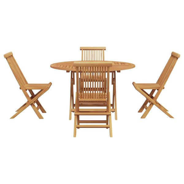 vidaXL Garden Dining Set Folding 5 pcs Brown Solid Teak Wood