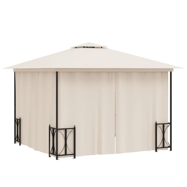 vidaXL Gazebo with Sidewalls&Double Roofs 3x3 m Cream