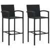 vidaXL Bar Stools 2 pcs Black Poly Rattan
