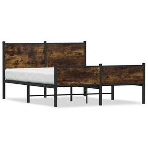 vidaXL Metal Bed Frame without Mattress Smoked Oak 140x190 cm