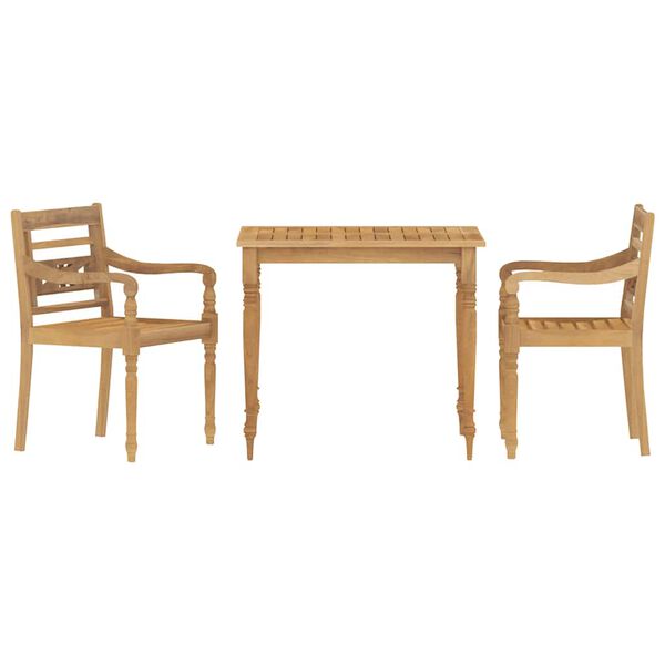 vidaXL 3 Piece Garden Dining Set Solid Wood Teak