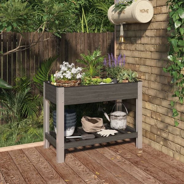 vidaXL Garden Raised Bed with Shelf Grey 100x50x75 cm WPC