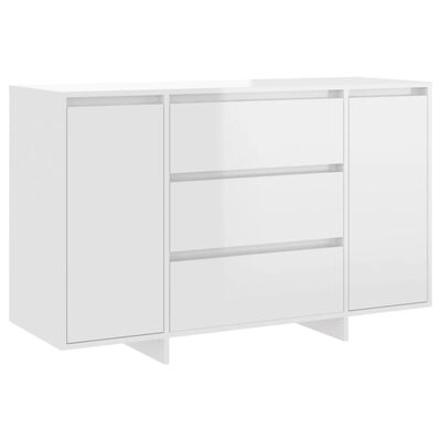 vidaXL Sideboard with 3 Drawers High Gloss White 120x41x75 cm Engineered Wood