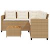 vidaXL Garden Sofa with Table and Cushions L-Shaped Beige Poly Rattan