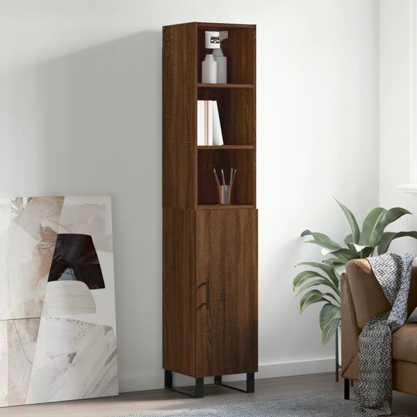 vidaXL Highboard Brown Oak 34.5x34x180 cm Engineered Wood