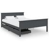 vidaXL Bed Frame without Mattress Dark Grey Solid Wood Pine 140x200 cm