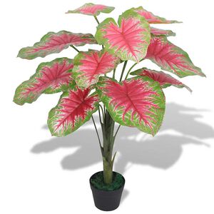 vidaXL Artificial Plant | Green and Red | Plastic, Iron Wire, Real Wood | Medium