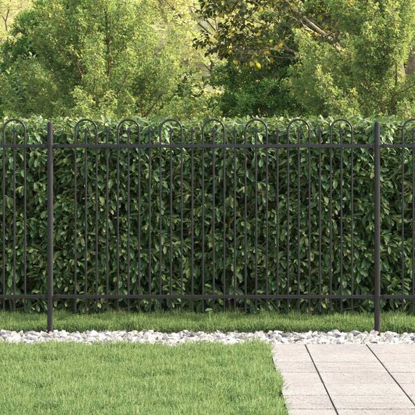 vidaXL Spike Arch Fence Black 200 x 166 cm Powder-Coated Steel