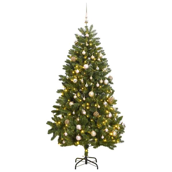 vidaXL Artificial Hinged Christmas Tree 300 LEDs & Ball Set 300 cm