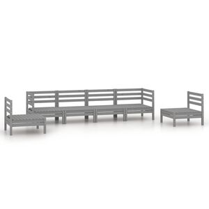 vidaXL 6 Piece Garden Lounge Set Grey Solid Pinewood