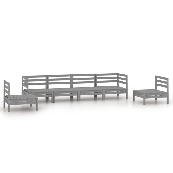 vidaXL 6 Piece Garden Lounge Set Grey Solid Pinewood