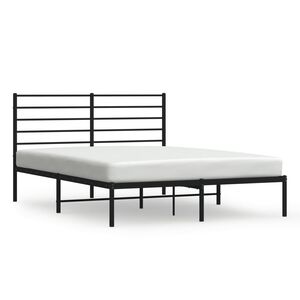vidaXL Metal Bed Frame without Mattress with Headboard Black 120x200cm