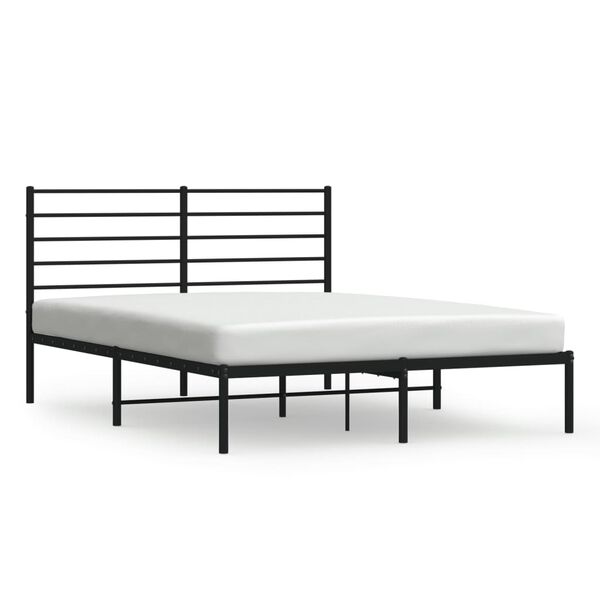 vidaXL Metal Bed Frame without Mattress with Headboard Black 120x200cm
