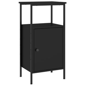 vidaXL Bedside Cabinet Black 41x31x80 cm Engineered Wood
