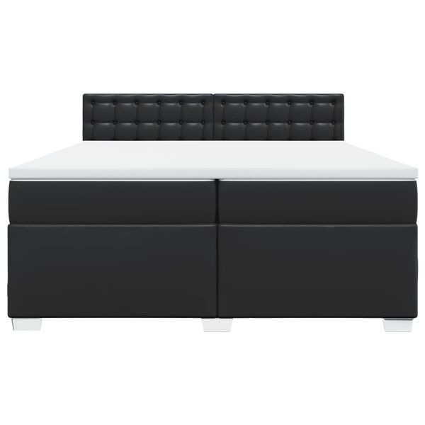 vidaXL Box Spring Bed with Mattress Black 200x200 cm Faux Leather