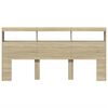 vidaXL Headboard Cabinet with LED Sonoma Oak 200x17x102 cm