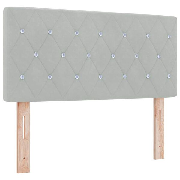vidaXL LED Headboard with LED Strip Lights Light Grey 90 cm Polyester