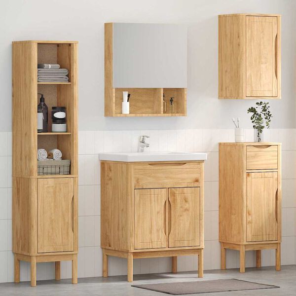 vidaXL Bathroom Furniture Set 4 pcs Wax Brown Solid Pine Wood