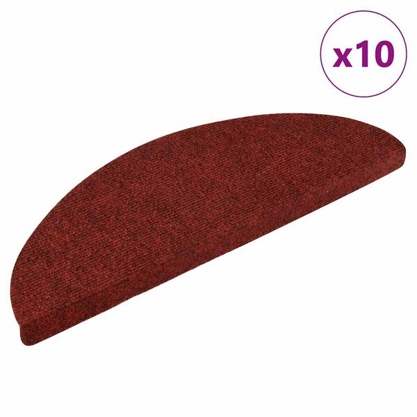 vidaXL Stair Mats Self-adhesive 10 pcs 56x17x3 cm Bordeaux Red Half Round