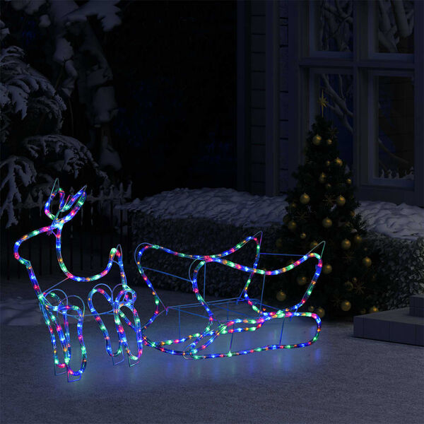 vidaXL Reindeer and Sleigh Christmas Decoration Outdoor 252 LEDs
