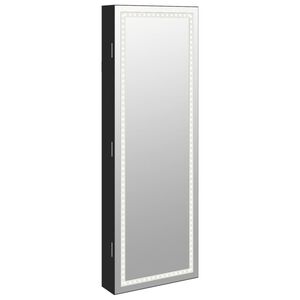 vidaXL Mirror Jewellery Cabinet with LED Lights Wall Mounted Black
