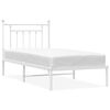vidaXL Metal Bed Frame without Mattress with Headboard White 90x200cm