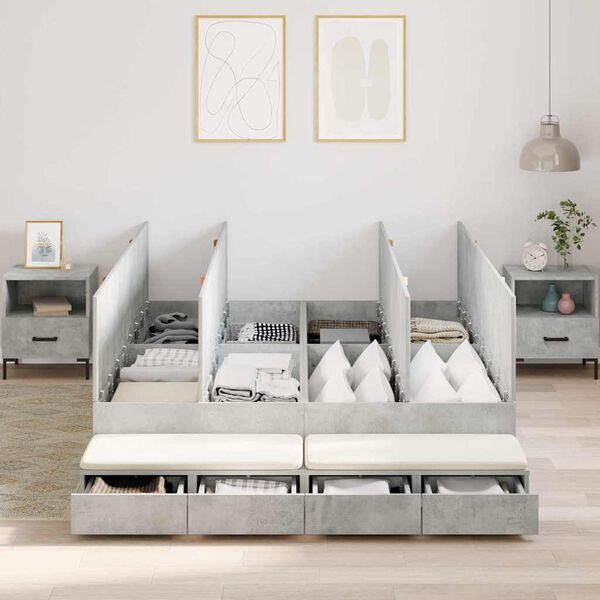 vidaXL Storage Bed Frame Concrete Grey 160 cm Engineered Wood