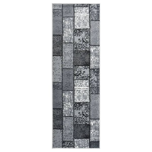 vidaXL Runner Rug BCF Grey with Block Pattern 80x250 cm