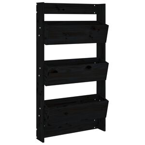 vidaXL Wall Planter 3-Tier 60x18.5x110 cm Black Solid Wood Pine