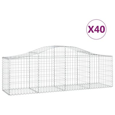 vidaXL Arched Gabion Baskets 40 pcs 200x50x60/80 cm Galvanised Iron