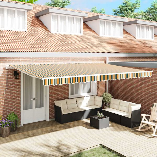 vidaXL Retractable Awning Retractable Green and Yellow 500 x 300 cm