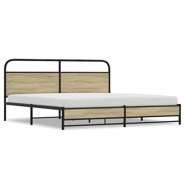 vidaXL Metal Bed Frame without Mattress Sonoma Oak 183x213 cm