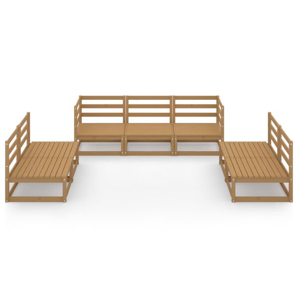 vidaXL 7 Piece Garden Lounge Set Honey Brown Solid Pinewood