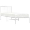 vidaXL Metal Bed Frame without Mattress with Headboard White 75x190cm