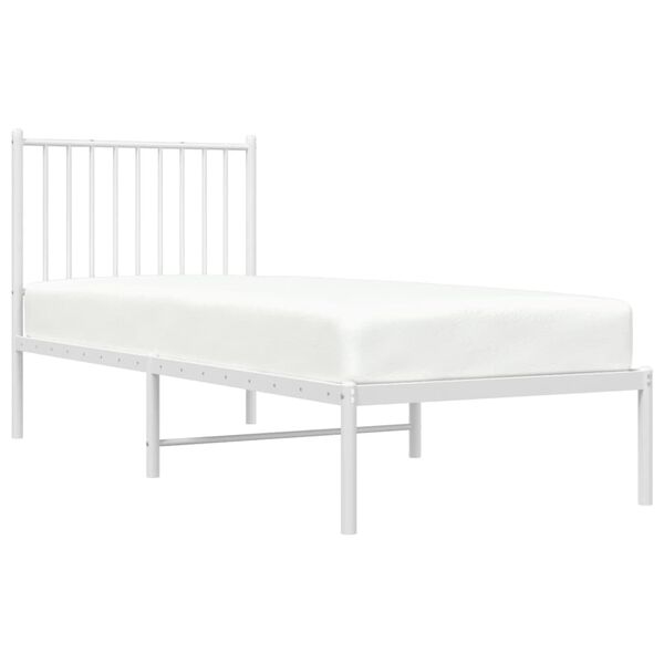 vidaXL Metal Bed Frame without Mattress with Headboard White 75x190cm