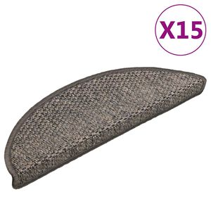 vidaXL Stair Mats Self-adhesive Sisal-Look 15 pcs 56x17x3 cm Grey and Beige