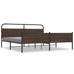 vidaXL Metal Bed Frame without Mattress Brown Oak 180x200 cm Super King