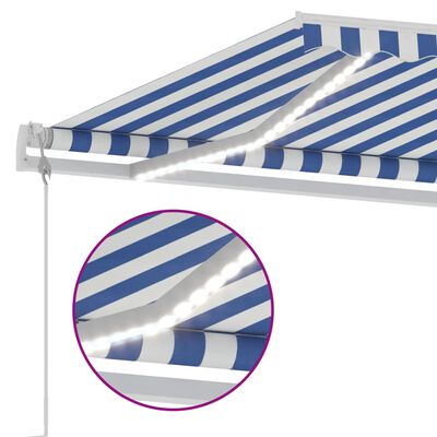 vidaXL Automatic Awning with LED&Wind Sensor 300x250 cm Blue and White