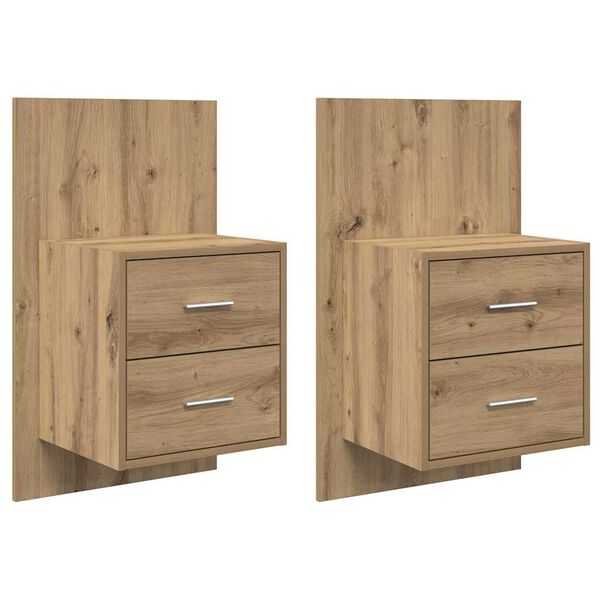 vidaXL Wall-mounted Bedside Cabinet with Drawer 2 pcs Artisan Oak
