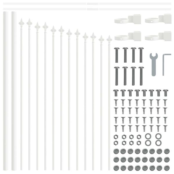 vidaXL Garden Fence White 170 x 115 cm Powder-Coated Steel