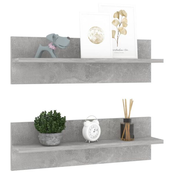 vidaXL Wall Shelf 2 pcs Concrete Grey 60x11.5x18 cm Engineered Wood