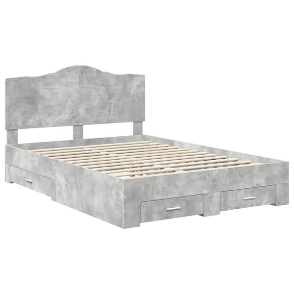 vidaXL Bed Frame Concrete Grey 140 x 190 cm Engineered Wood