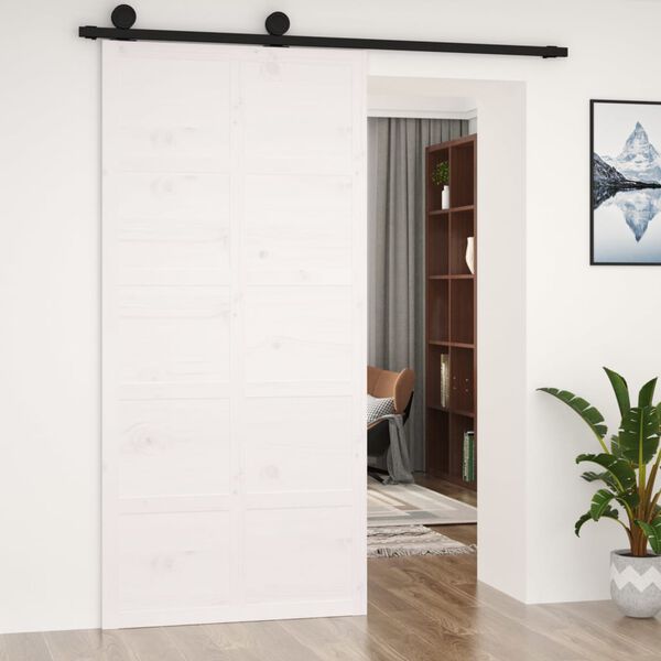 vidaXL Barn Door White 100x1.8x214 cm Solid Wood Pine