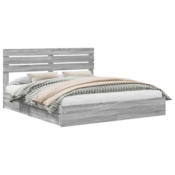 vidaXL Storage Bed Grey Sonoma 180 x 200 cm Engineered Wood