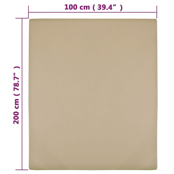 vidaXL Jersey Fitted Sheets 2 pcs Taupe 100x200 cm Cotton
