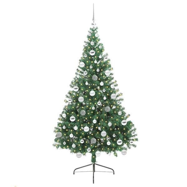 vidaXL Artificial Pre-lit Christmas Tree Green 180 cm PVC