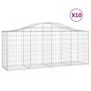 vidaXL Arched Gabion Baskets 10 pcs 200x50x80/100 cm Galvanised Iron