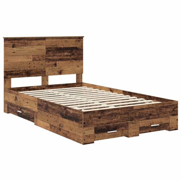 vidaXL Bed Frame with Headboard Old Wood 120 x 190 cm Engineered Wood