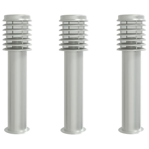 vidaXL Outdoor Floor Lamps 3pcs Silver 60 cm Stainless Steel